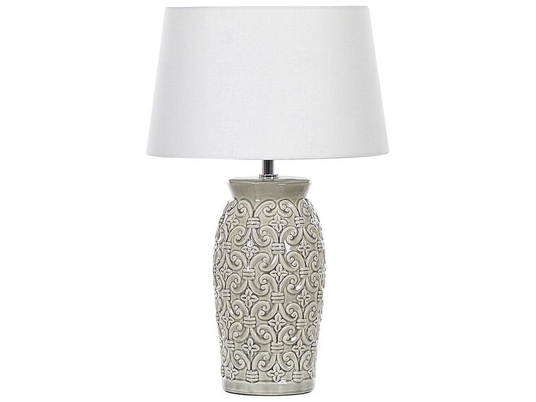 Lampada da tavolo ceramica grigio chiaro e bianco 48 cm KHOPER_822894