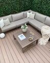 Lounge Set zertifiziertes Holz dunkelbraun 5-Sitzer modular Auflagen taupe TIMOR II_871200