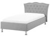 Šedá čalouněná postel Chesterfield s úložištěm 90x200 cm METZ_799473
