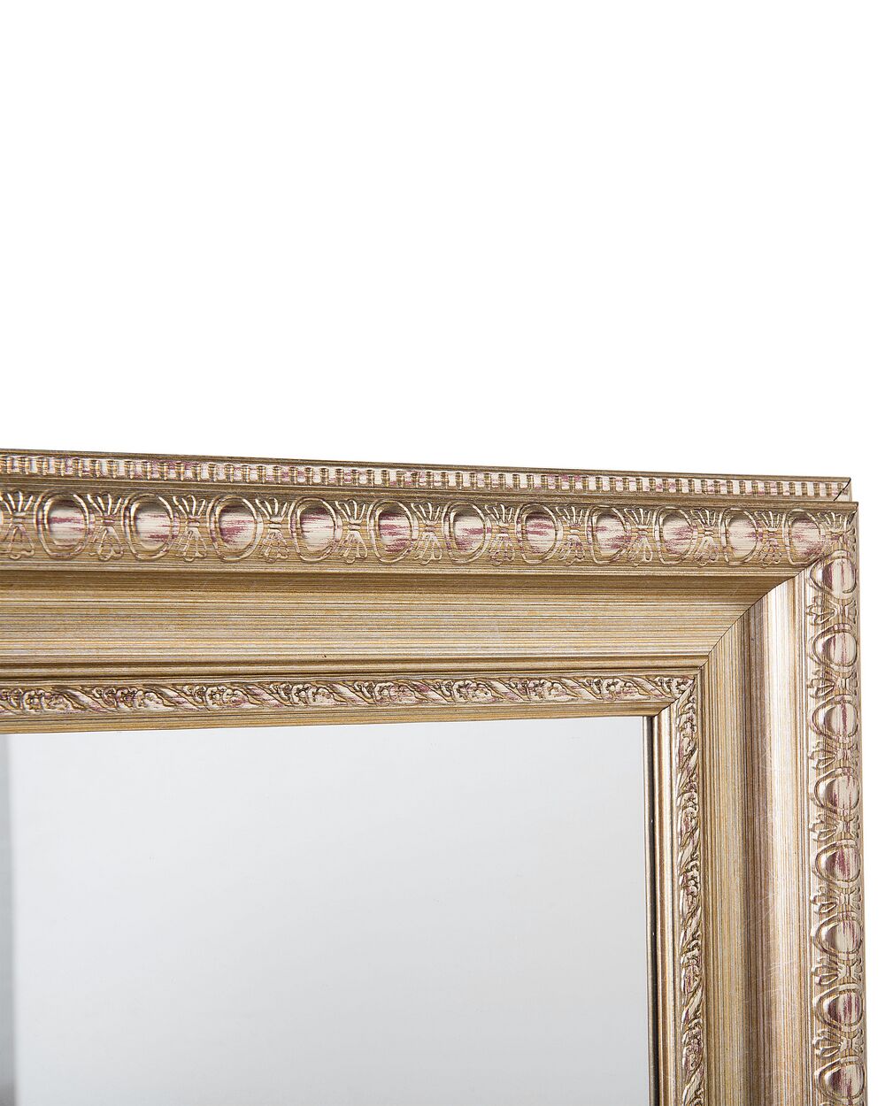 Specchio da parete con cornice rettangolare in legno.