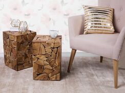 Sivupöytä tiikki vaalea puu NELSON