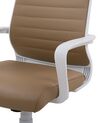 Faux Leather Swivel Office Chair Brown LEADER_753752