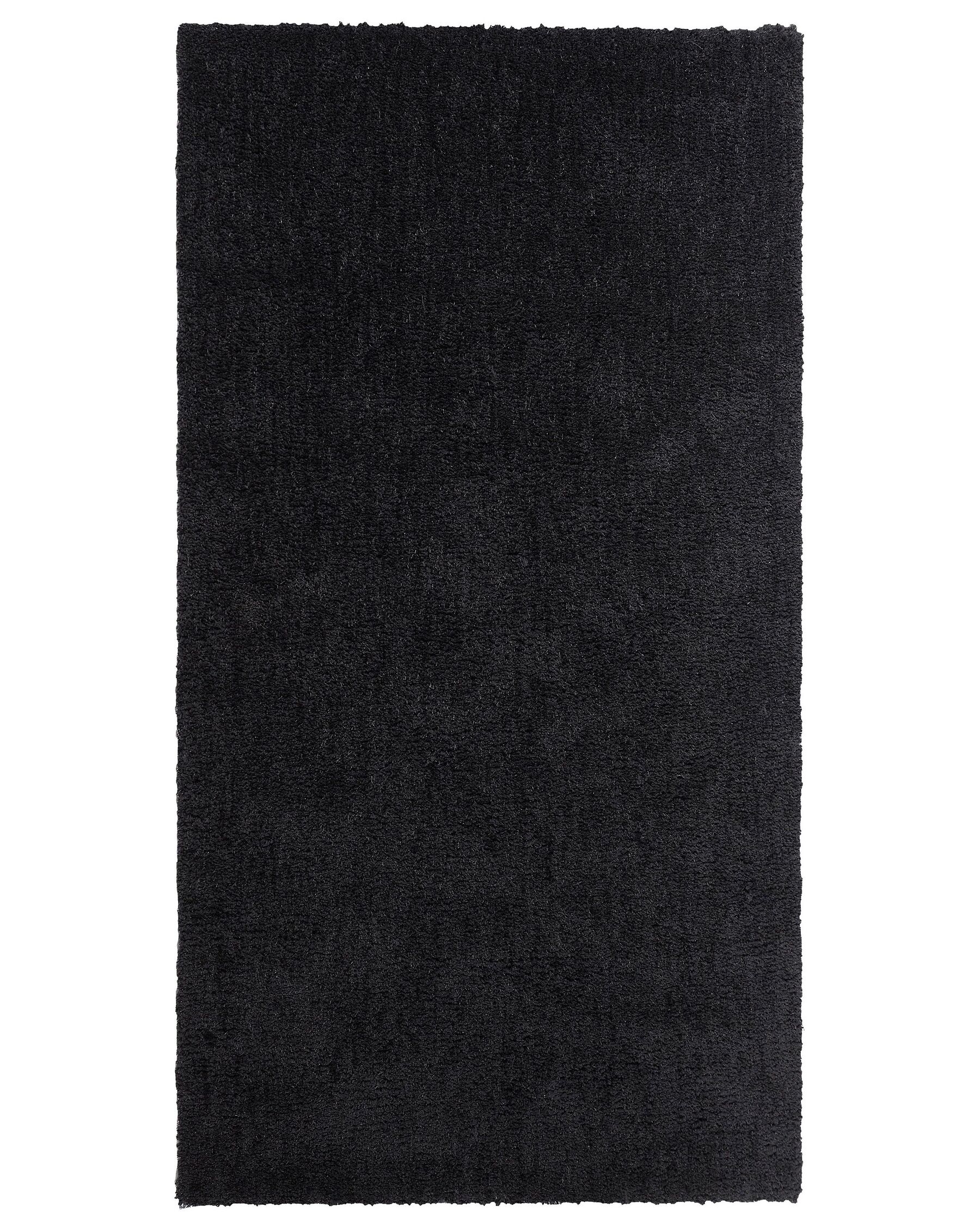 Teppich Lufer rechteckig 80 x 150 cm schwarz getuftet Shaggy Hochflor Demre
