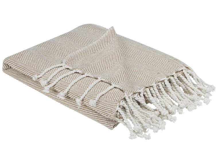 Cotton Blanket 130 x 160 cm Beige TILMI_728666