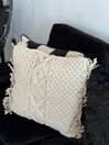Cotton Macrame Cushion with Tassels 40 x 45 cm Beige YORTAN_800287