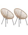 Set of 2 PE Rattan Accent Chairs Natural ACAPULCO II_813817