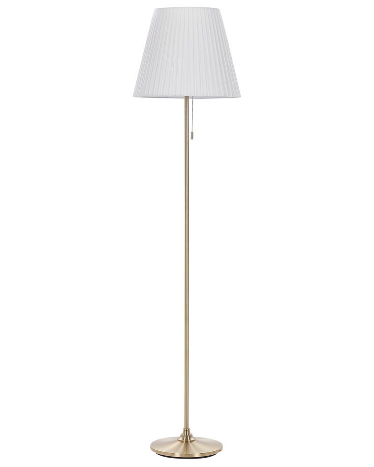 Lampa podłogowa metalowa mosiężno-biała TORYSA_825896