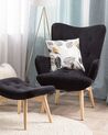 Velvet Wingback Chair with Footstool Black VEJLE_712861