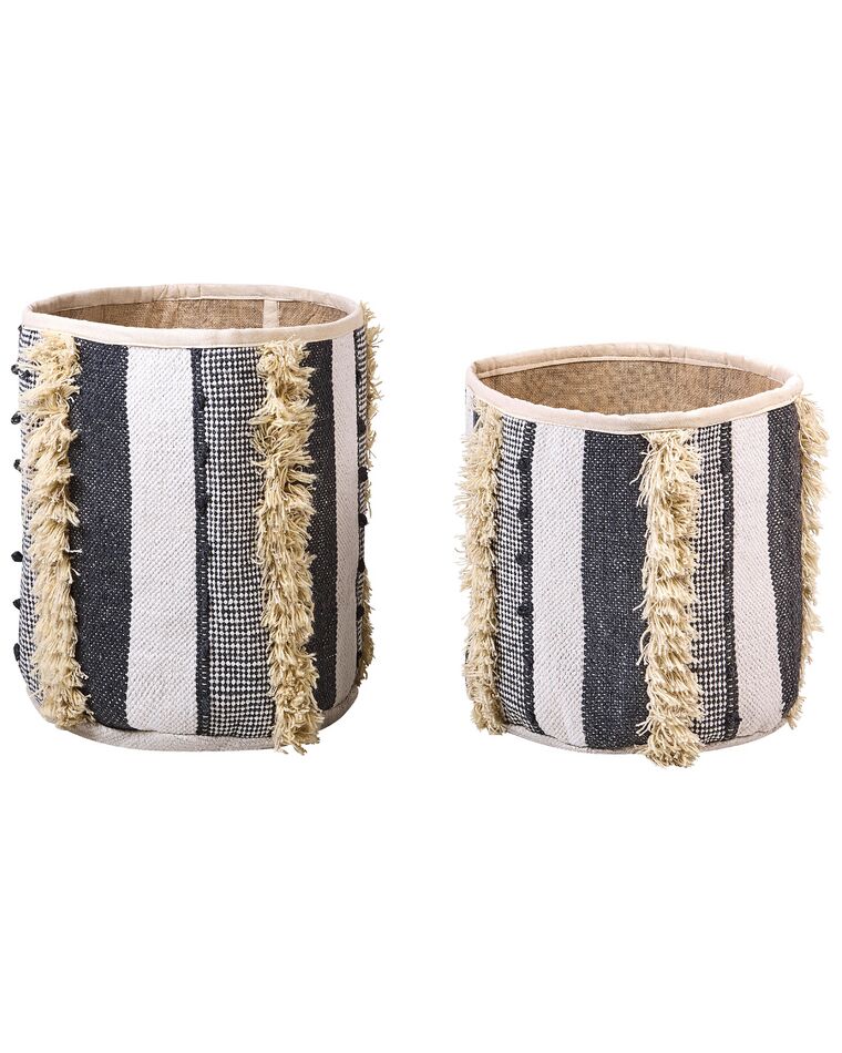 Set of 2 Cotton Baskets Beige and Grey KOTKAI_846365
