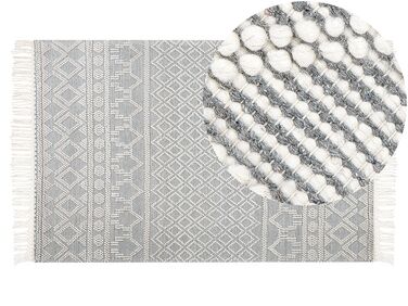 Teppich Wolle beige / grau 160 x 230 cm geometrisches Muster SOLHAN