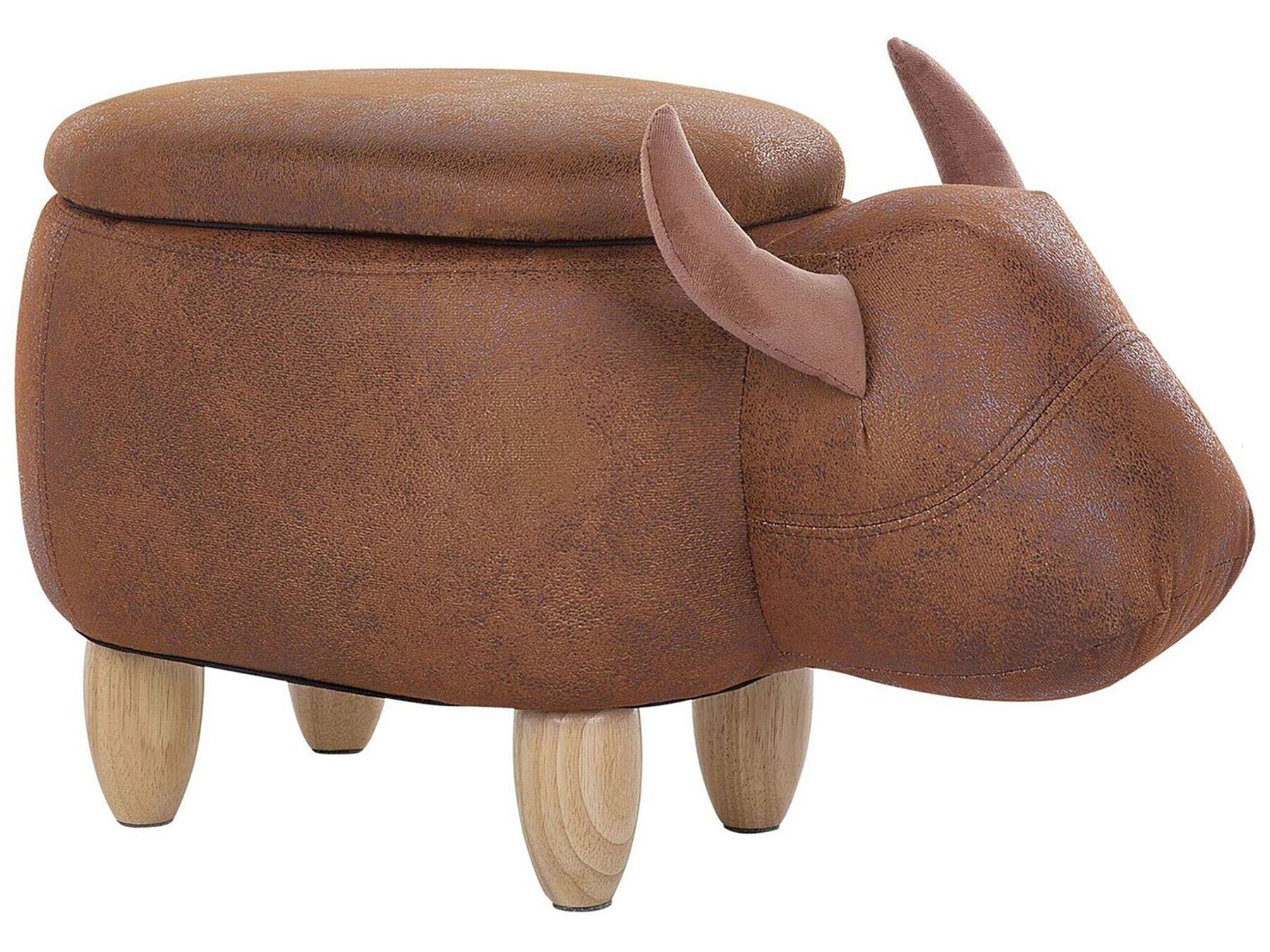 Faux Leather Storage Animal Stool Brown COW Beliani.co.uk
