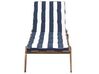 Wooden Reclining Sun Lounger with Cushion Navy Blue and White CESANA_775000