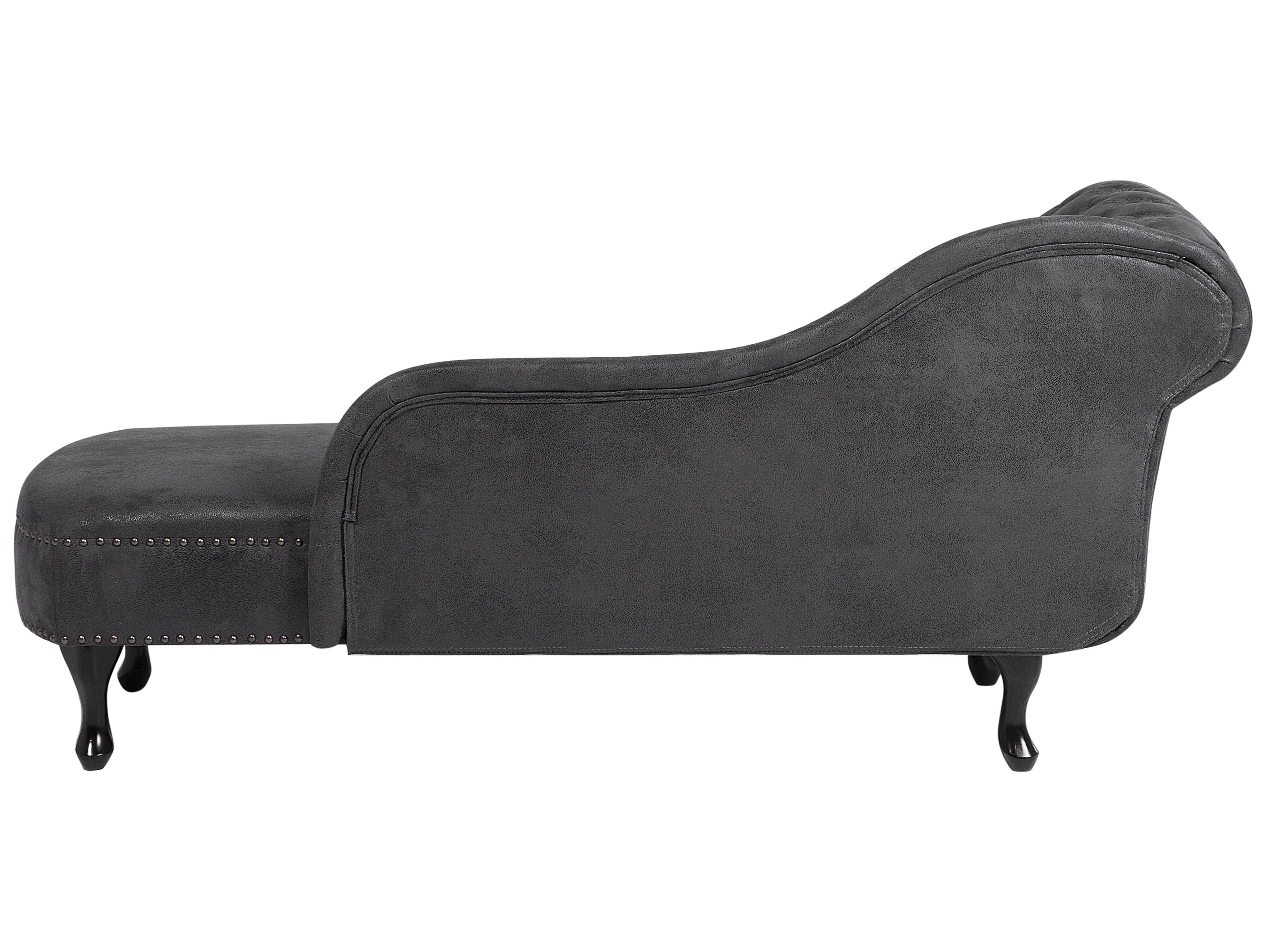 Left Hand Chaise Lounge Faux Suede Grey NIMES Beliani.co.uk