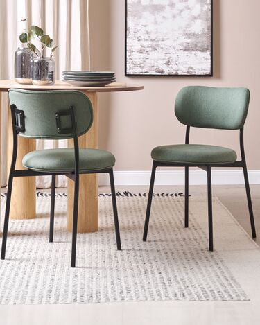 Set of 2 Fabric Dining Chairs Green CASEY