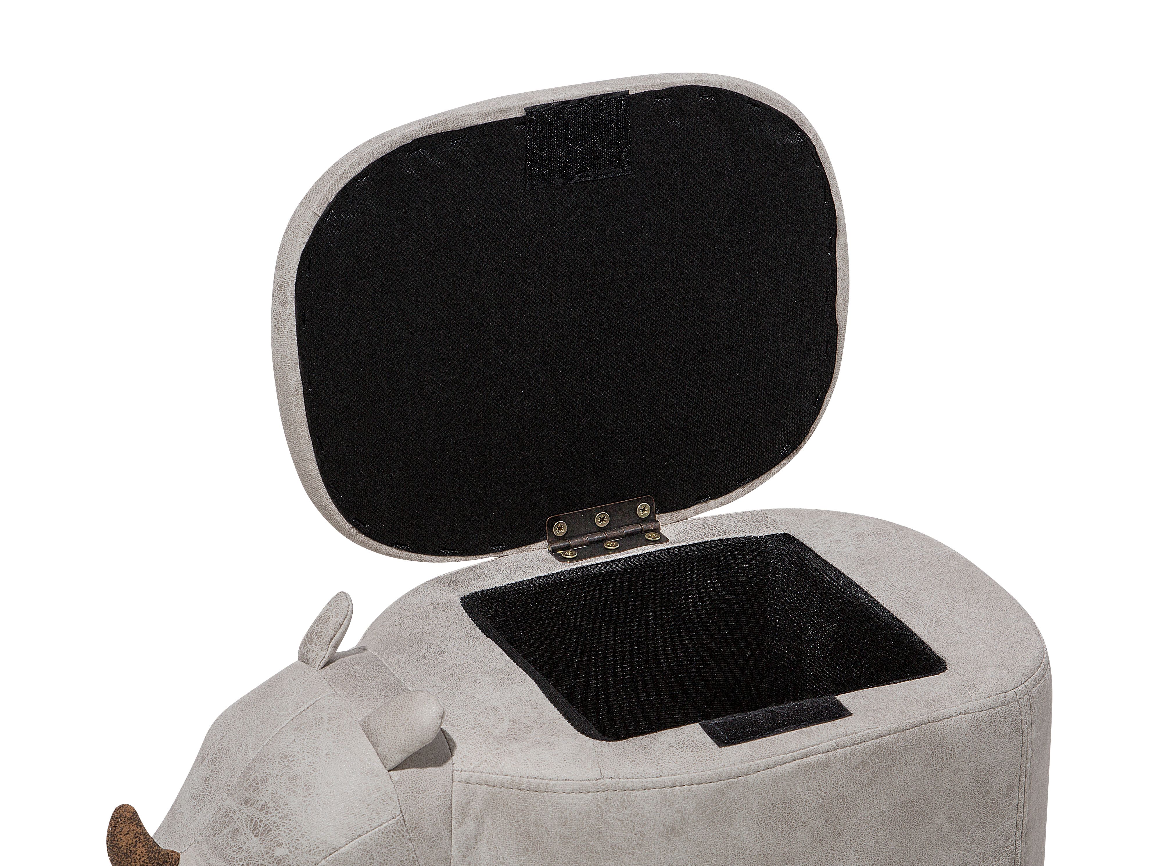 Pufa zwierzak ze schowkiem ekoskóra jasnoszara RHINO