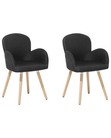 	Conjunto de 2 sillas de comedor de poliéster negro/madera clara BROOKVILLE