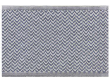 Outdoor Teppich blau 60 x 90 cm ZickZack-Muster Kurzflor MANGO