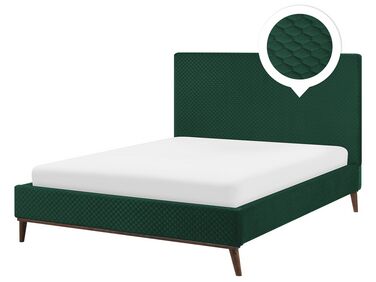 Łóżko welurowe 140 x 200 cm ciemnozielone BAYONNE