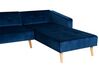 Left Hand Velvet Corner Sofa Bed Blue VADSO_750063