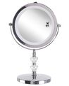 Miroir de table grossissant avec LED ø 20 cm argenté LAON_810322