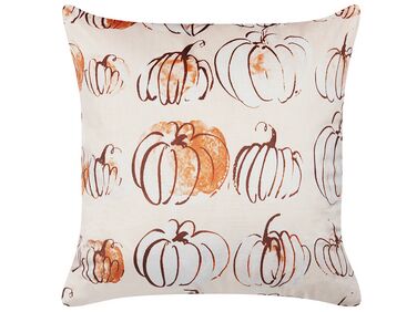 Velvet Cushion Pumpkin Pattern 45 x 45 cm Beige CUCURBITA