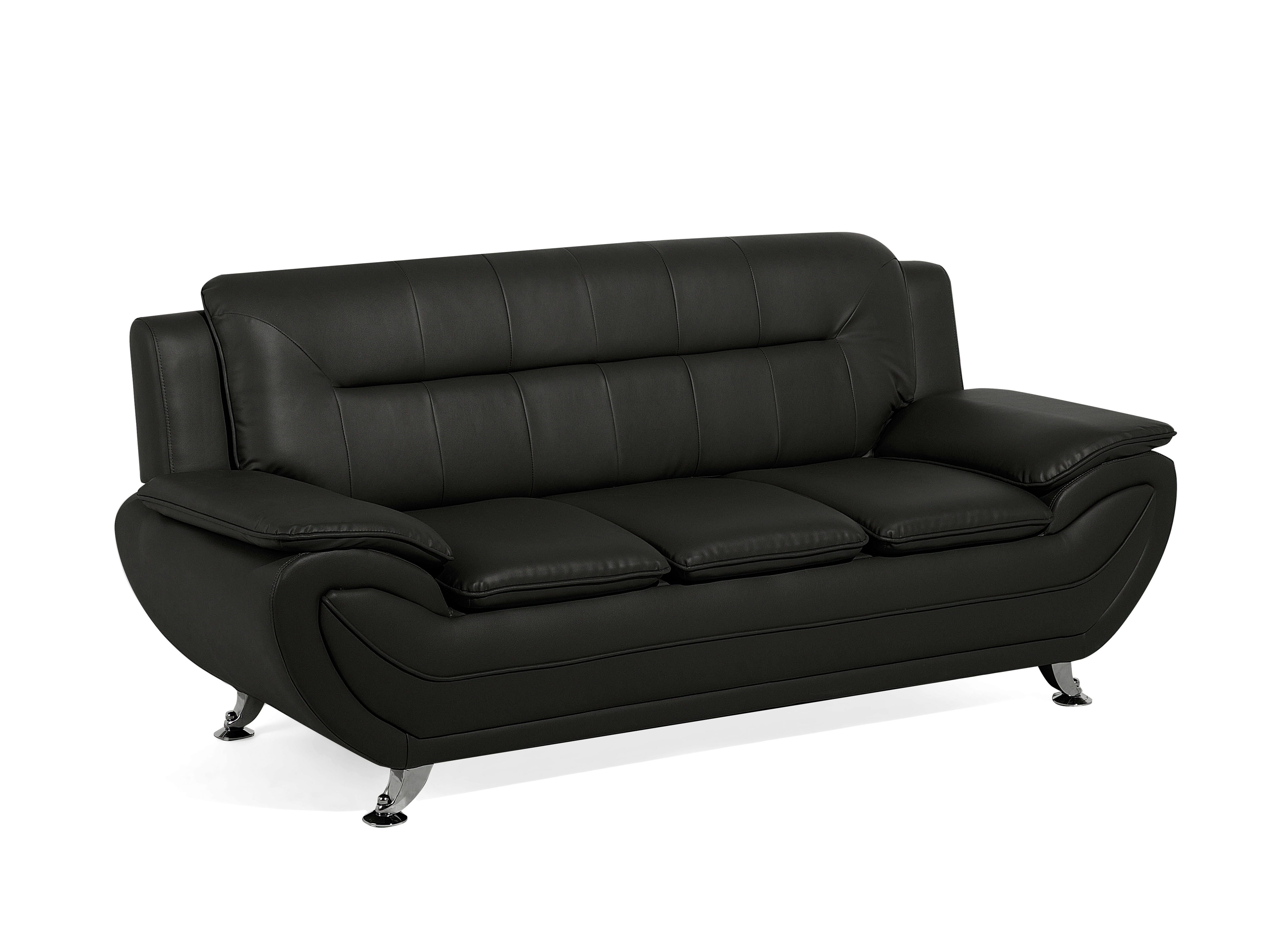 Ensemble De Canapés 3+2+1 En Cuir Noir – Cuir Center, Style Classique, Salon