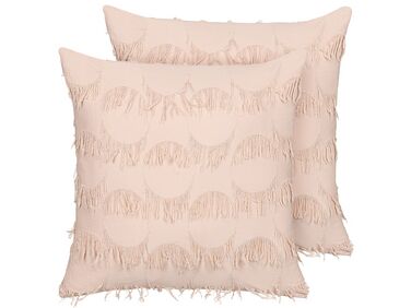 Set of 2 Cushions with Tassels 45 x 45 cm Pink AGASTACHE