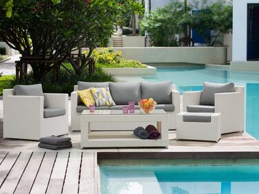6 Seater PE Rattan Garden Sofa Set White ROMA