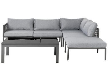 Lounge Set Aluminium grau / schwarz 6-Sitzer Auflagen grau FORANO