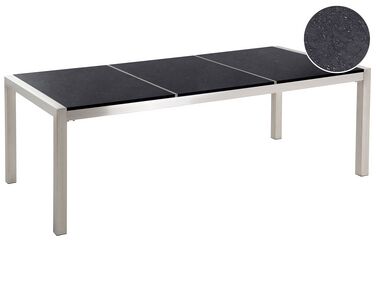Mesa de comedor de metal/granito negro/plateado 220 x 100 cm GROSSETO