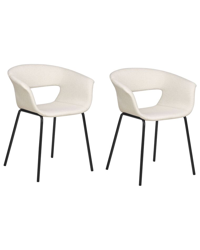 Conjunto de 2 cadeiras de jantar em tecido creme ELMA_884608