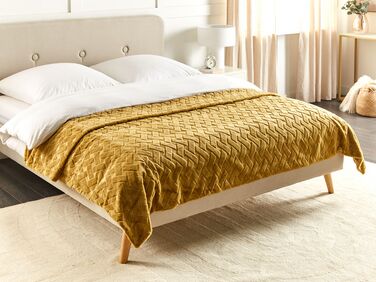 Embossed Bedspread 150 x 200 cm Yellow SITAPUR