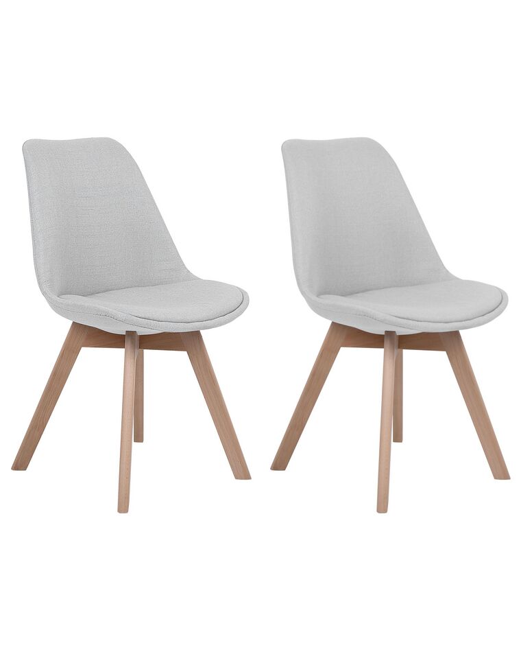 Set of 2 Fabric Dining Chairs Light Grey DAKOTA II_728862