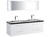 Móvel de casa de banho suspenso com 2 lavatórios e espelho branco MALAGA_768802