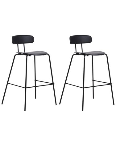 Set of 2 Bar Chairs Black SIBLEY