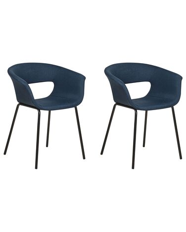 Conjunto de 2 sillas de comedor de tela azul oscuro ELMA