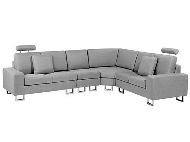 Canapé angle à gauche 6 places en tissu gris clair STOCKHOLM