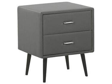 2 Drawer Faux Leather Bedside Table Grey ESSONNE