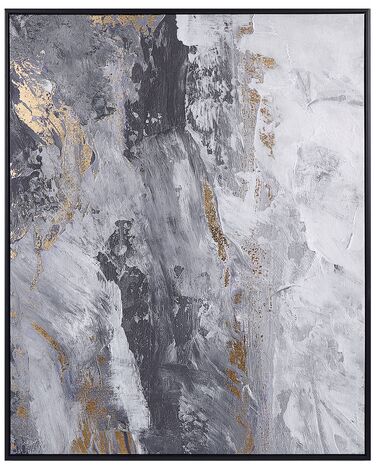 Abstrakt indrammet lærredsmaleri 83 x 103 cm grå JESI