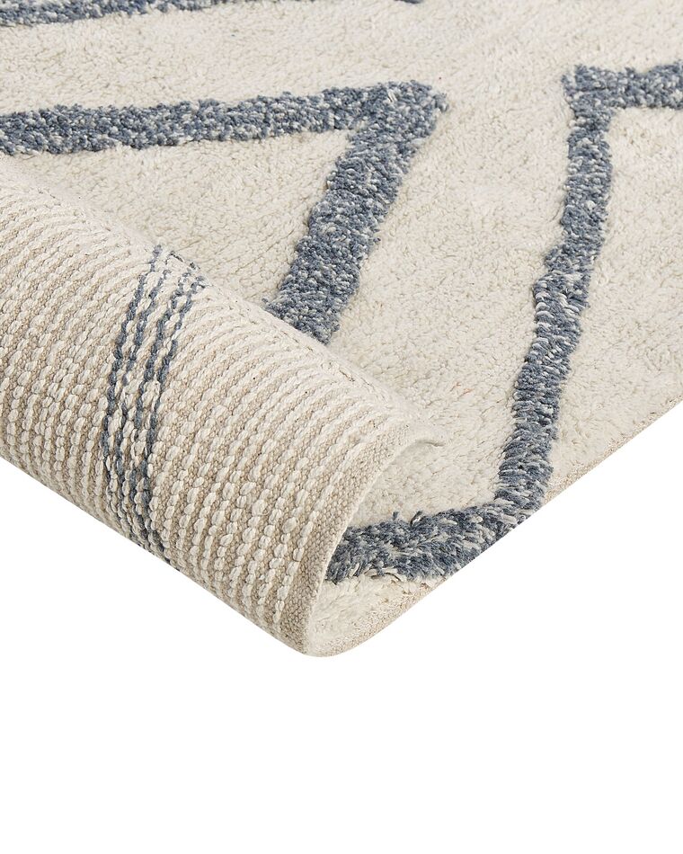 Shaggy Cotton Area Rug 160 x 230 cm OffWhite and Blue MENDERES