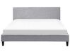 Fabric EU Super King Size Bed White LED Light Grey FITOU_709608
