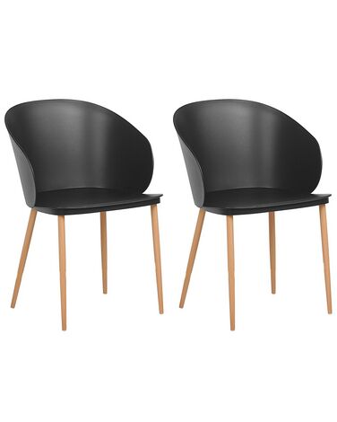 Conjunto de 2 sillas de comedor negro/madera clara BLAYKEE