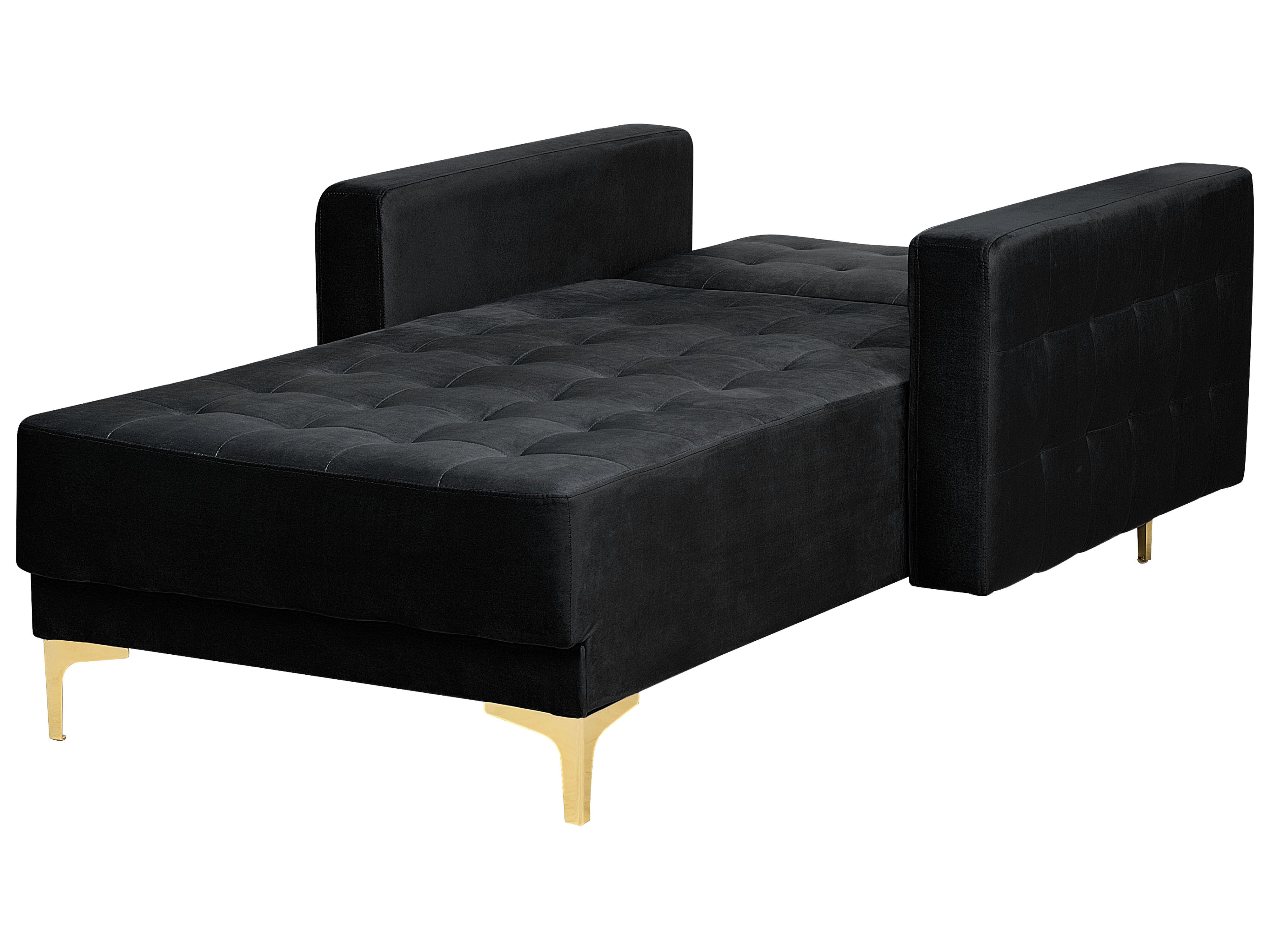 Chaiselongue reclinável em veludo preto ABERDEEN Beliani.pt