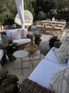 6 Seater Concrete Garden Dining Set with Chairs Beige OLBIA_831972