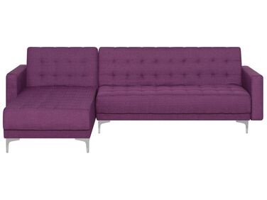 Canapé angle droite convertible en tissu violet 4 places ABERDEEN