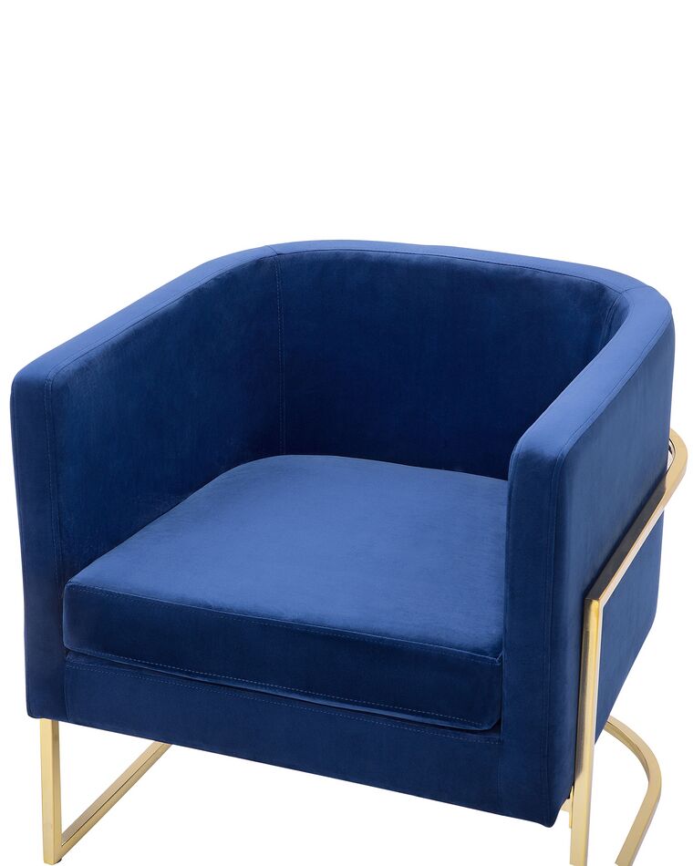 Velvet Armchair Dark Blue SIRKKA Beliani.co.uk