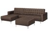 Right Hand Fabric Corner Sofa with Ottoman Brown ABERDEEN_736202