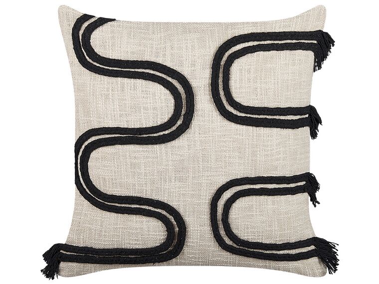 Cotton Cushion  45 x 45 cm Beige and Black FUCHSIA_840375