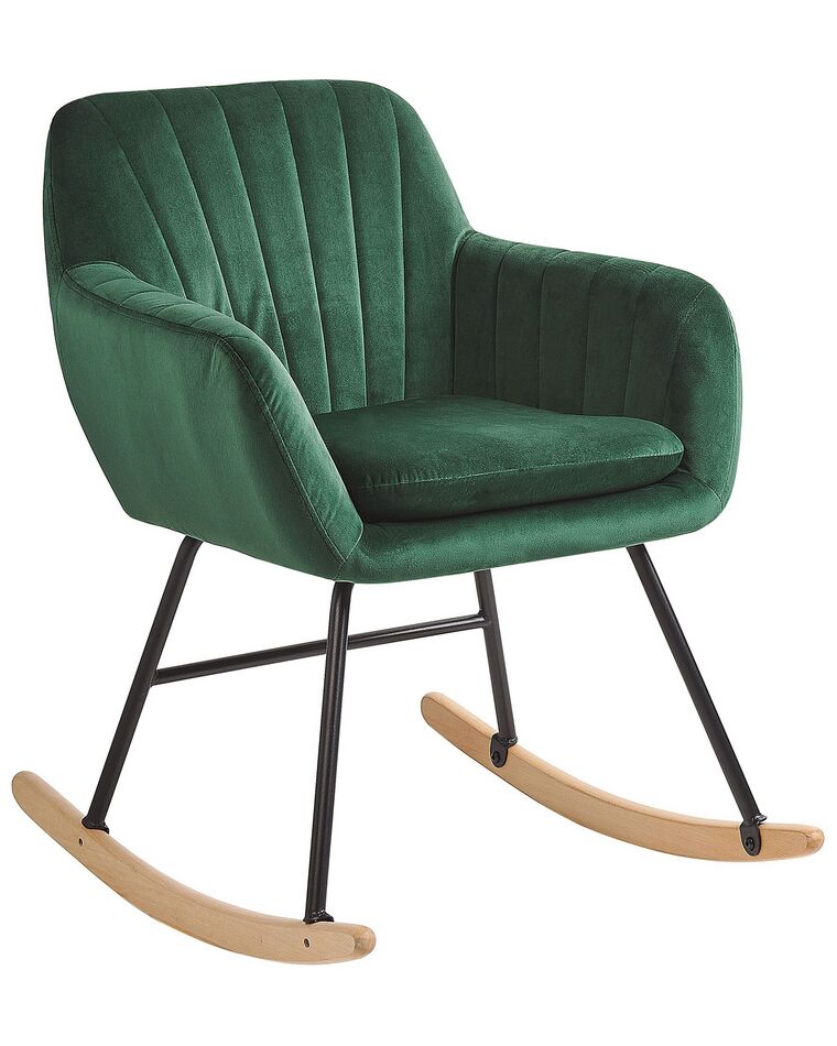 Fotel bujany welurowy zielony LIARUM_800195