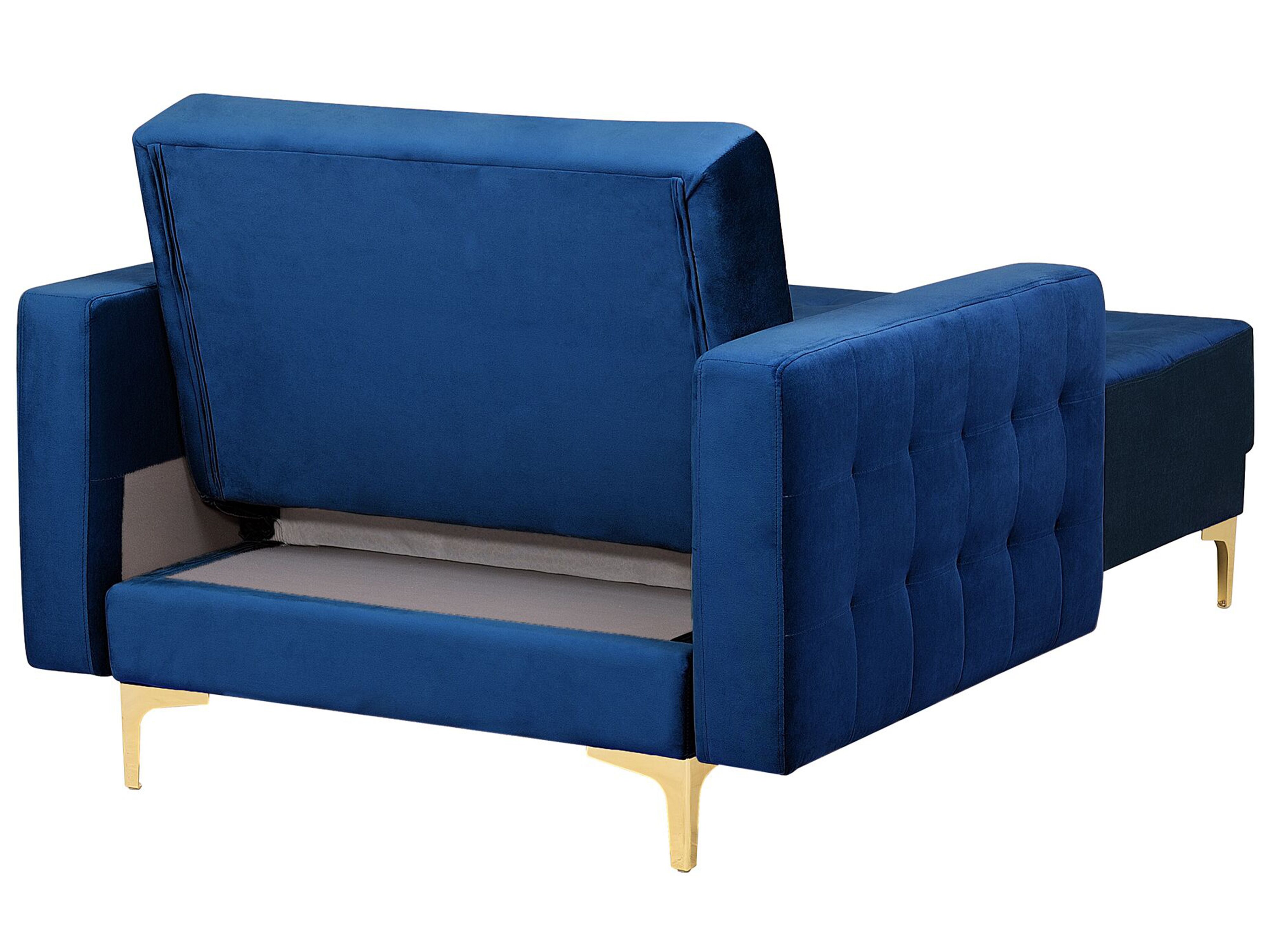 Velvet Chaise Lounge Navy Blue ABERDEEN Beliani.co.uk